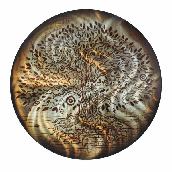 Manmade 24 in. Round Tree of Life Wall Art, Amber MA3086606